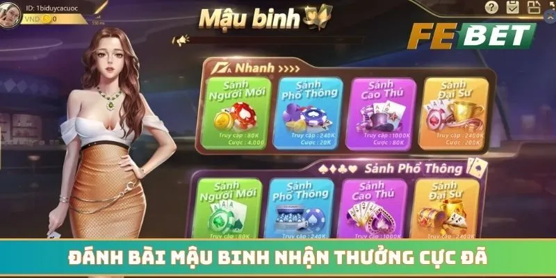 Đánh bài mậu binh nhận thưởng cực đã ở các sảnh chơi